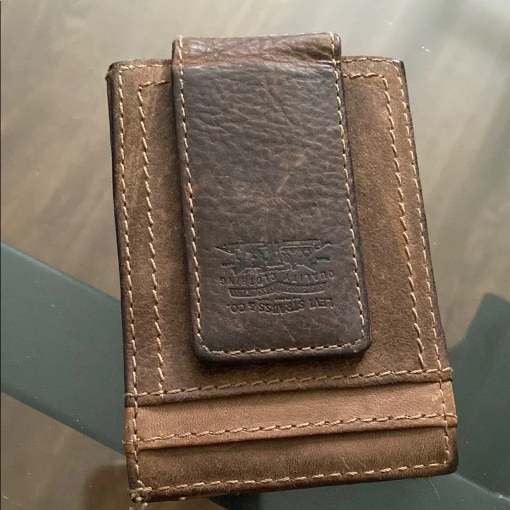 Levi's Brown Leather Money Clip Wallet